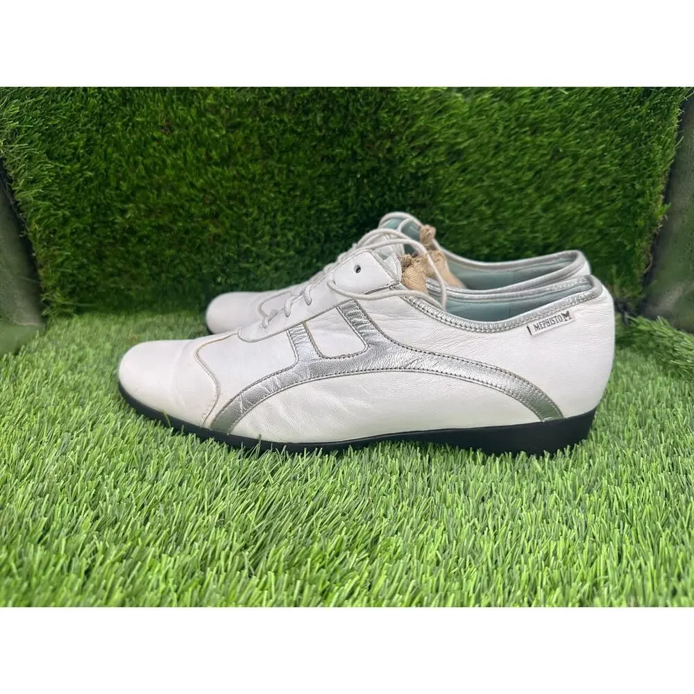 Mephisto Athletic Sneaker Shoes Women's 9.5 White Leather Walking Runoff CoolAir